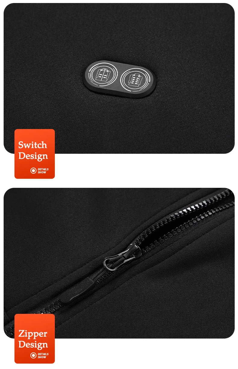 Winter Hoodie Jacket That Will Heat Windproof 17 Zones Electric Heated Hoodies Jackets Male Zipper Hoodie Winter Warm Sweatshirt