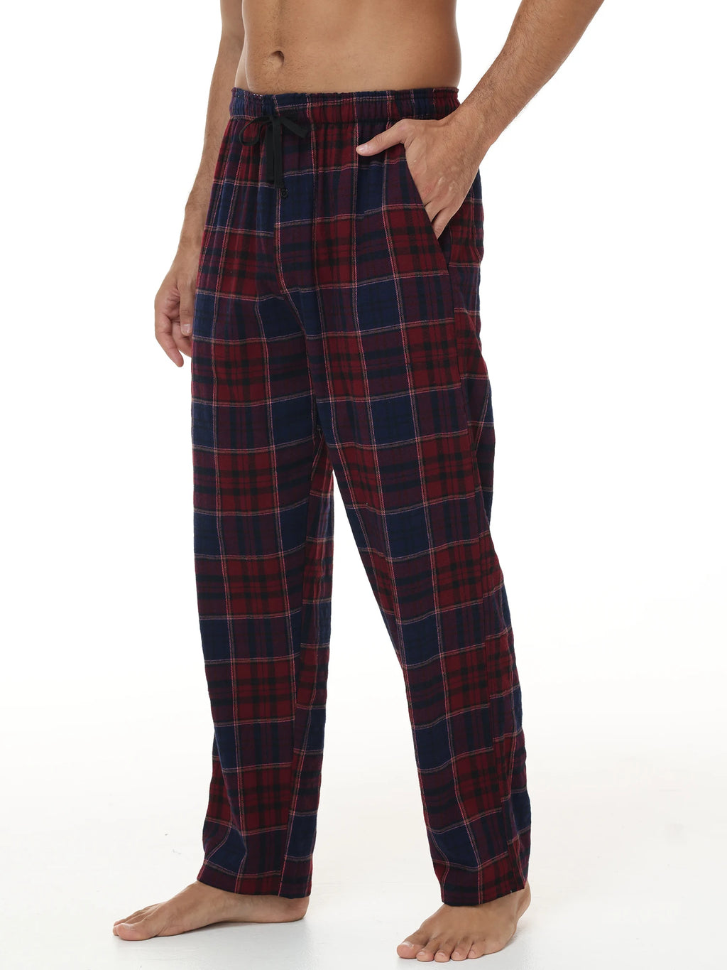 3Pcs Men's Plaid Pajama Sleeping Pants, Plaid Print Long Pajama Pants Sleepwear Set with Elastic Waist for Homewear