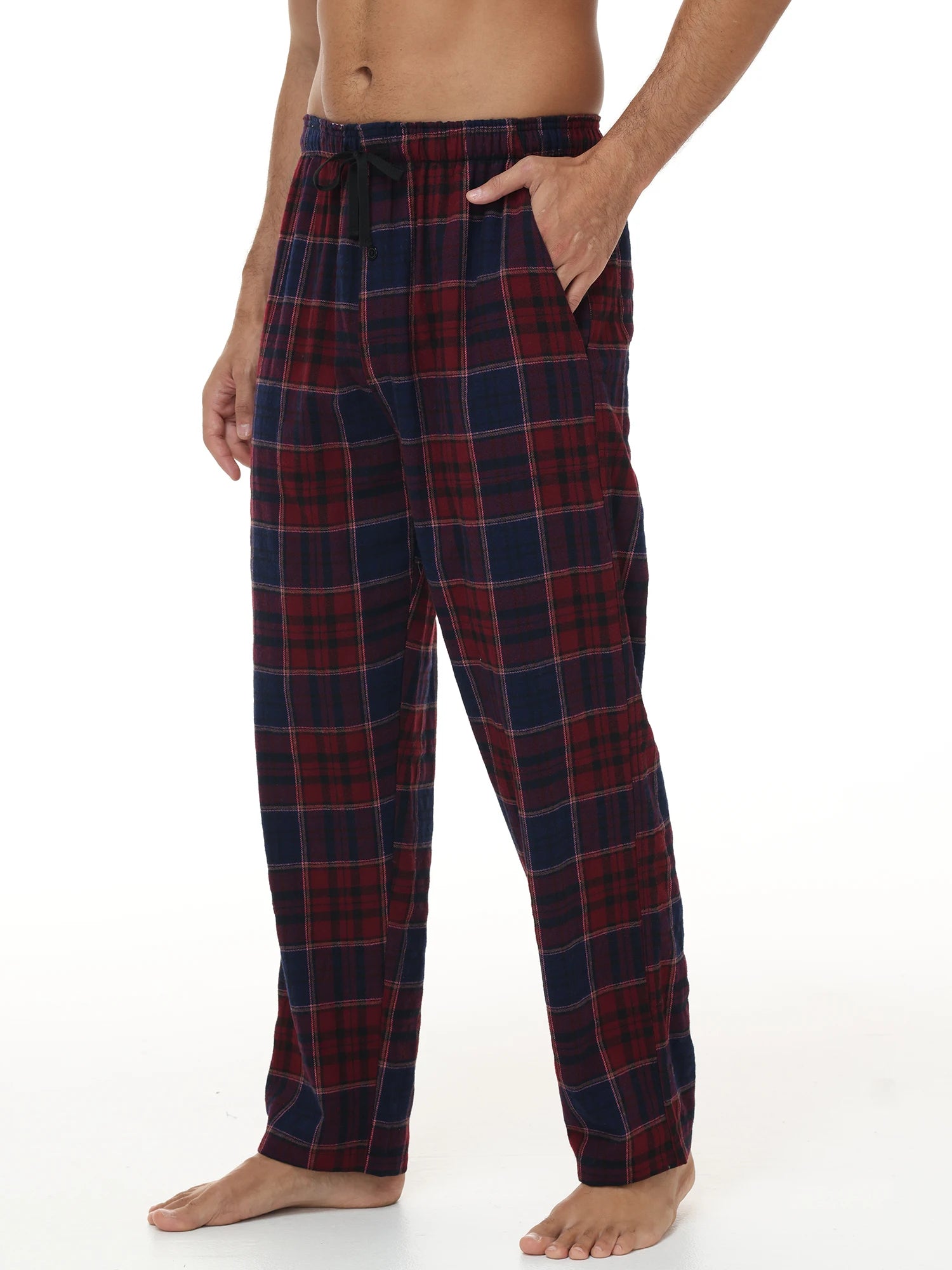 3Pcs Men's Plaid Pajama Sleeping Pants, Plaid Print Long Pajama Pants Sleepwear Set with Elastic Waist for Homewear