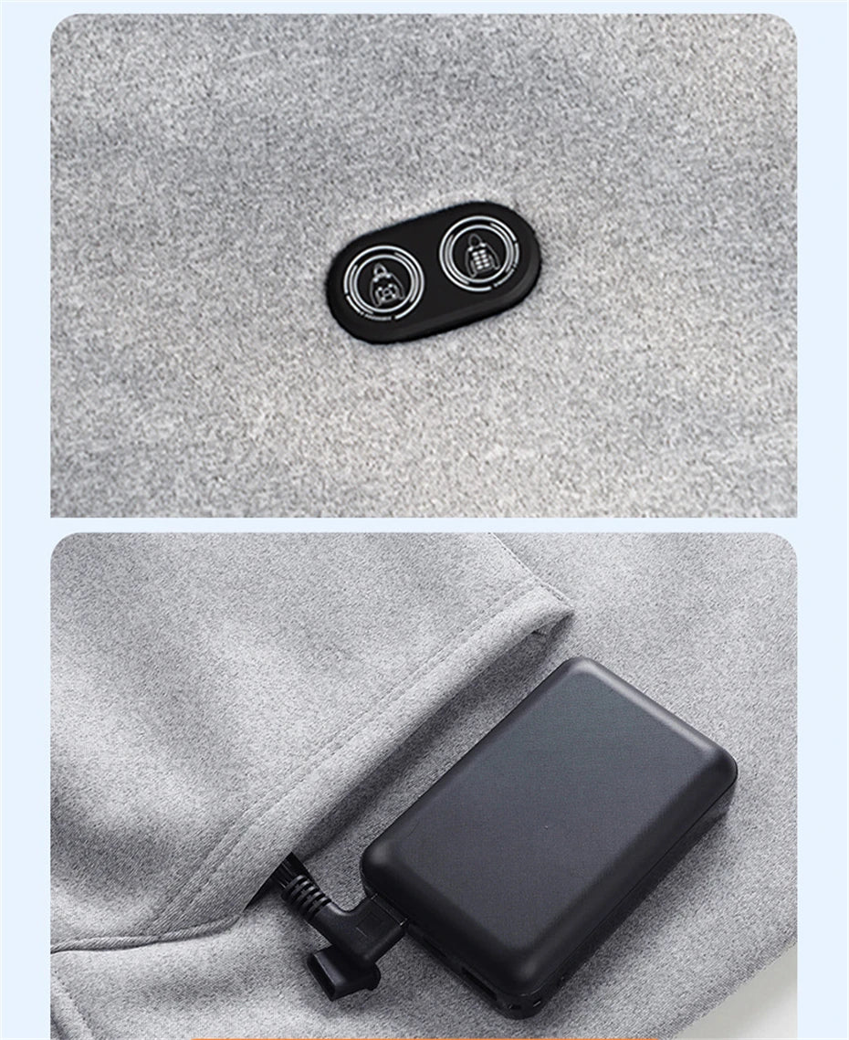 USB Heating Hoodie Men Hooded Heating Knitted Sweatshirt 17 Zones Electric Heated Hoodies Autumn Winter Warm Hoodies Male