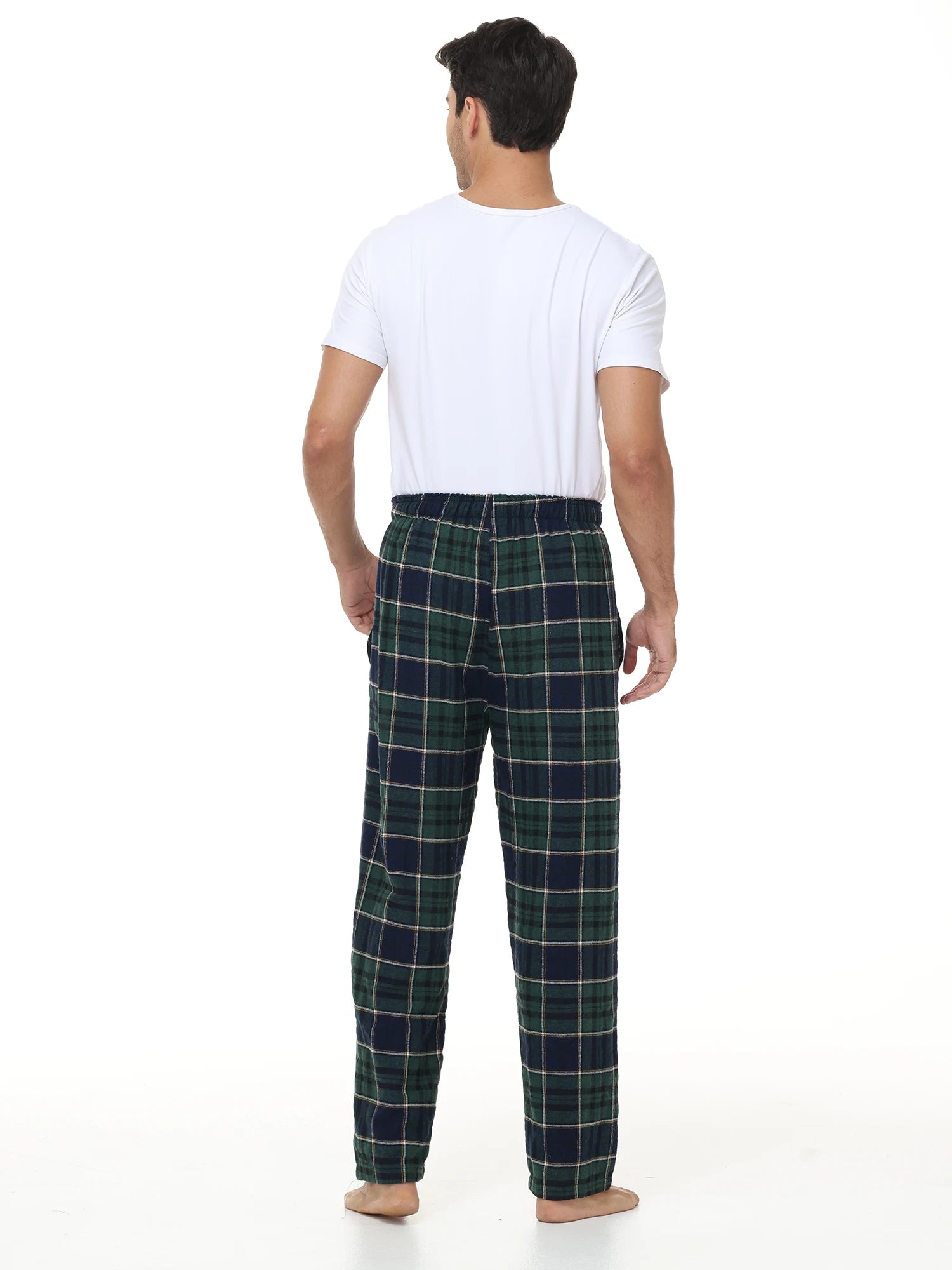 3Pcs Men's Plaid Pajama Sleeping Pants, Plaid Print Long Pajama Pants Sleepwear Set with Elastic Waist for Homewear