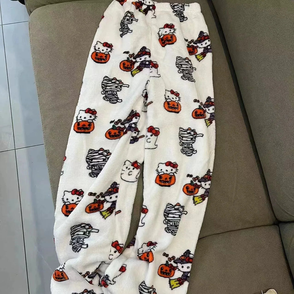 Christmas Hello Kitty Pajama Pants Anime Loose Pants Cartoon Couple Loungewear Women Leisure Home Trousers