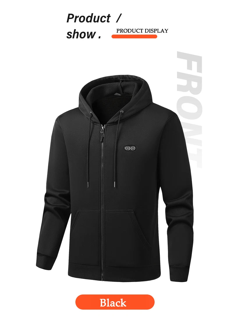 Winter Hoodie Jacket That Will Heat Windproof 17 Zones Electric Heated Hoodies Jackets Male Zipper Hoodie Winter Warm Sweatshirt
