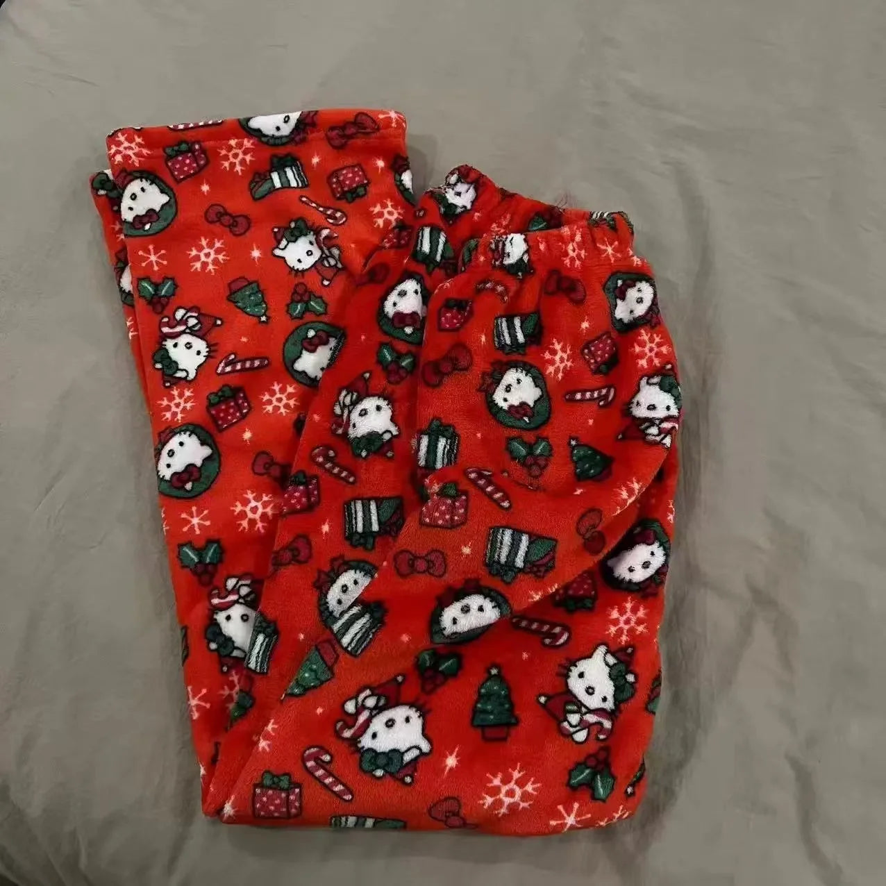 Christmas Hello Kitty Pajama Pants Anime Loose Pants Cartoon Couple Loungewear Women Leisure Home Trousers