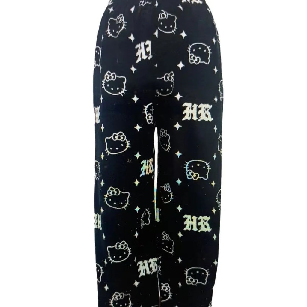 Christmas Hello Kitty Pajama Pants Anime Loose Pants Cartoon Couple Loungewear Women Leisure Home Trousers