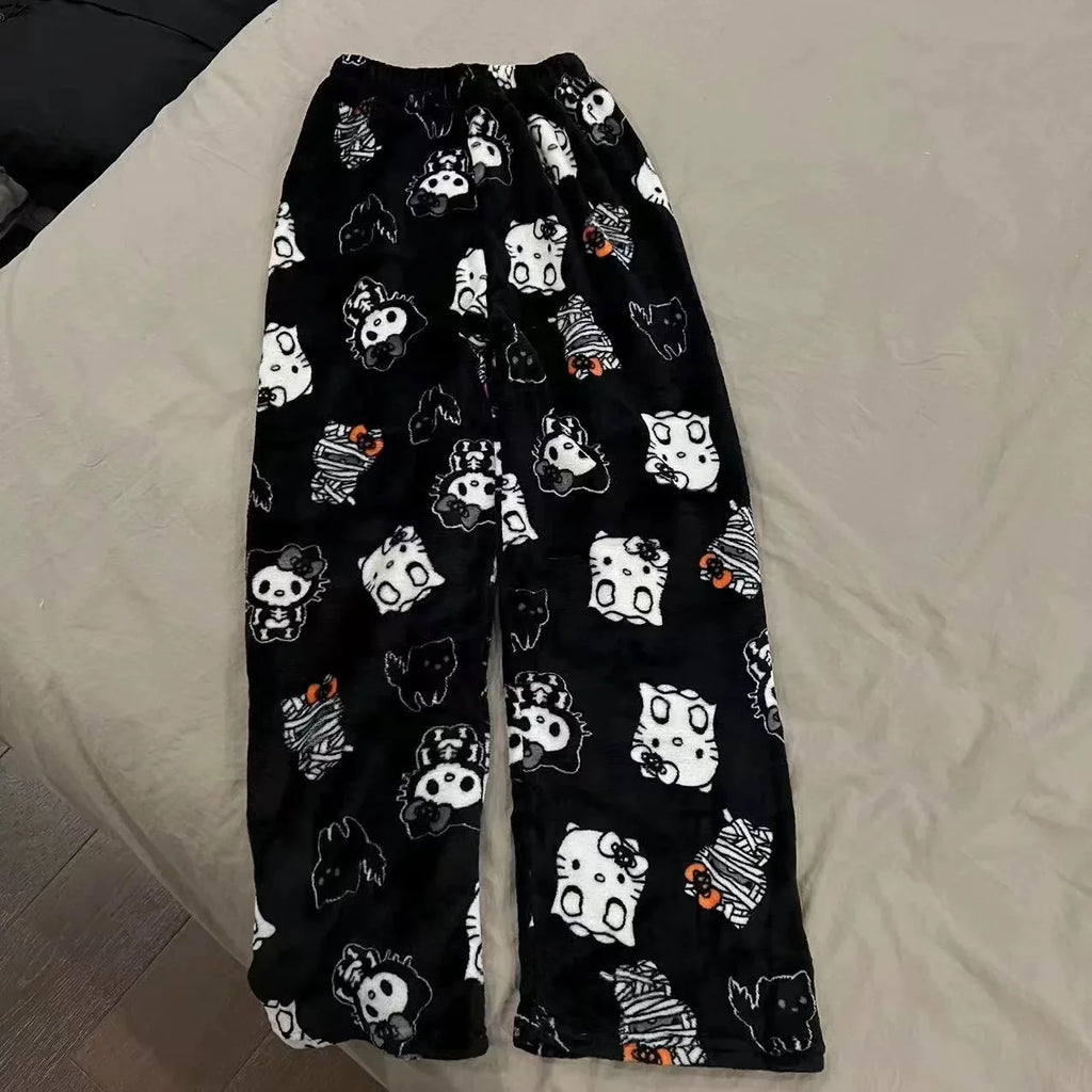Christmas Hello Kitty Pajama Pants Anime Loose Pants Cartoon Couple Loungewear Women Leisure Home Trousers