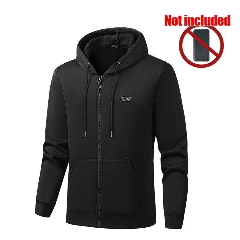 Winter Hoodie Jacket That Will Heat Windproof 17 Zones Electric Heated Hoodies Jackets Male Zipper Hoodie Winter Warm Sweatshirt