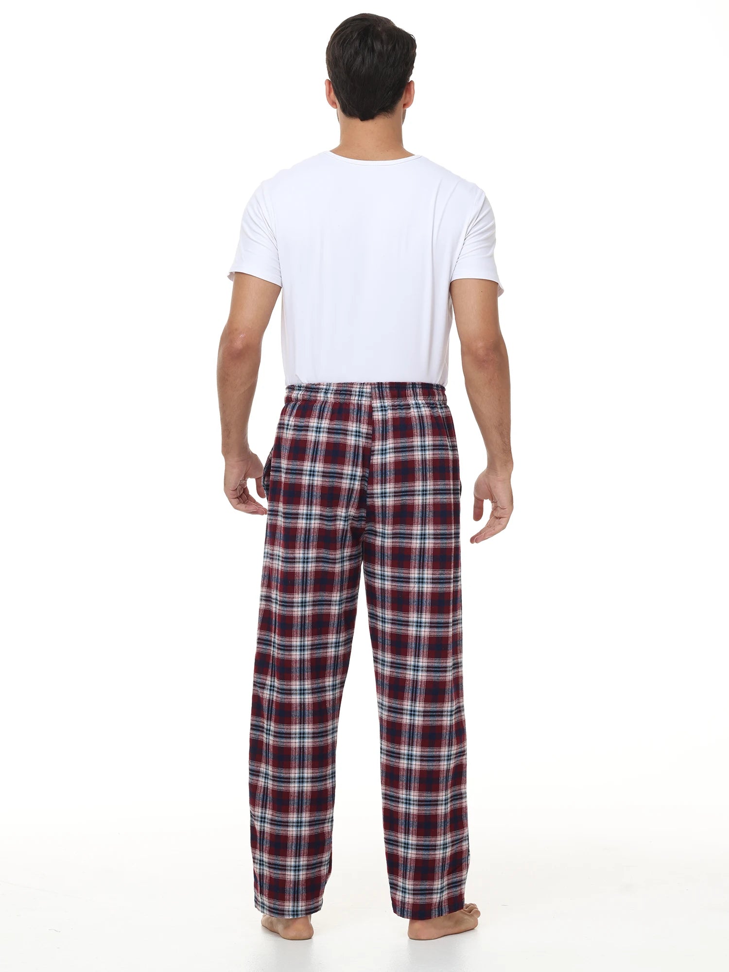 3Pcs Men's Plaid Pajama Sleeping Pants, Plaid Print Long Pajama Pants Sleepwear Set with Elastic Waist for Homewear