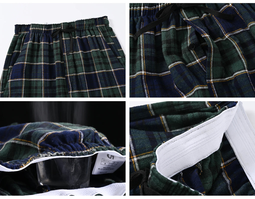 3Pcs Men's Plaid Pajama Sleeping Pants, Plaid Print Long Pajama Pants Sleepwear Set with Elastic Waist for Homewear
