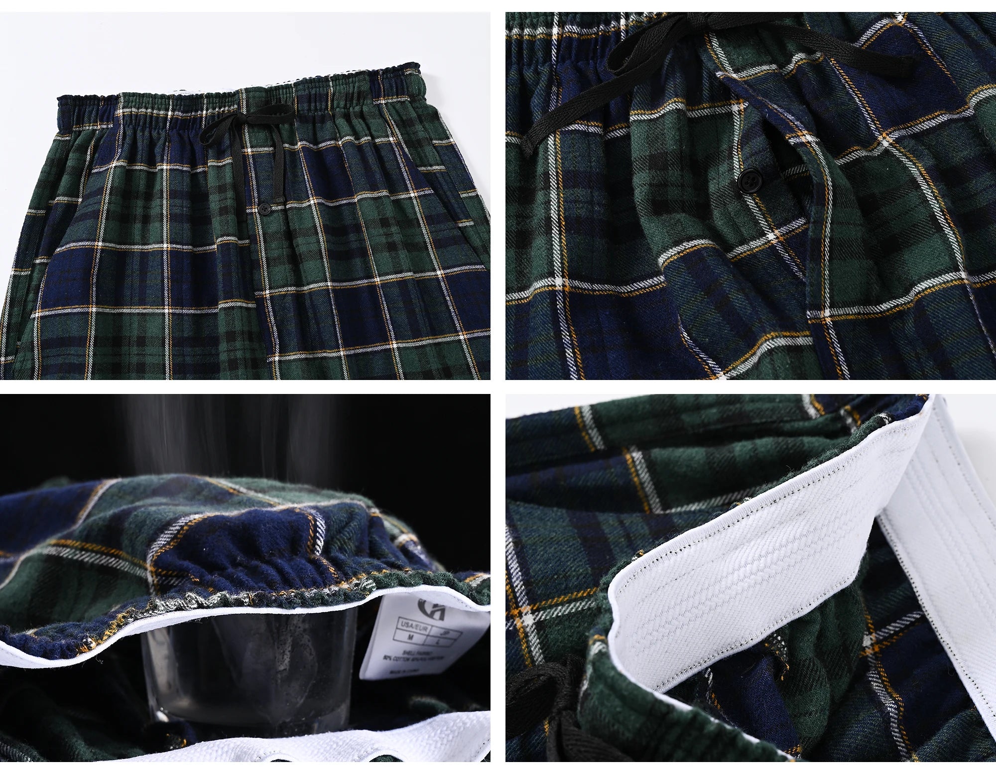 3Pcs Men's Plaid Pajama Sleeping Pants, Plaid Print Long Pajama Pants Sleepwear Set with Elastic Waist for Homewear