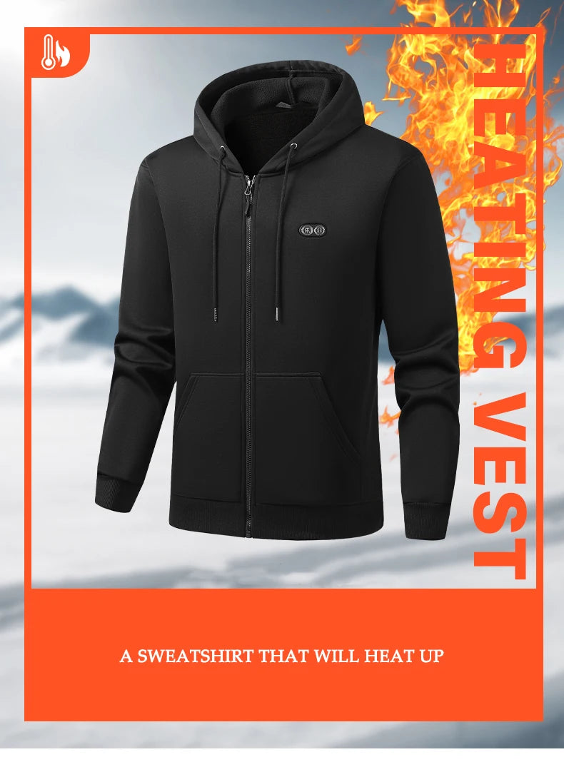 Winter Hoodie Jacket That Will Heat Windproof 17 Zones Electric Heated Hoodies Jackets Male Zipper Hoodie Winter Warm Sweatshirt