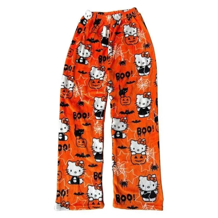 Christmas Hello Kitty Pajama Pants Anime Loose Pants Cartoon Couple Loungewear Women Leisure Home Trousers